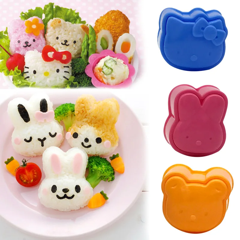 

3D Cartoon Sushi Maker Children Rice Ball Mould Sandwich DIY Tool Kitchen Accessories 3Pcs Cute Rice Roll Mold Rice Ball Maker D