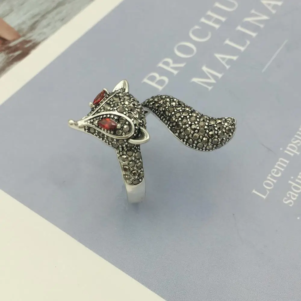 

Cute Fox Ring For Women Fashion Minimalist Animal Ring Antique Silver Color Lady Jewelry Accessory Gift