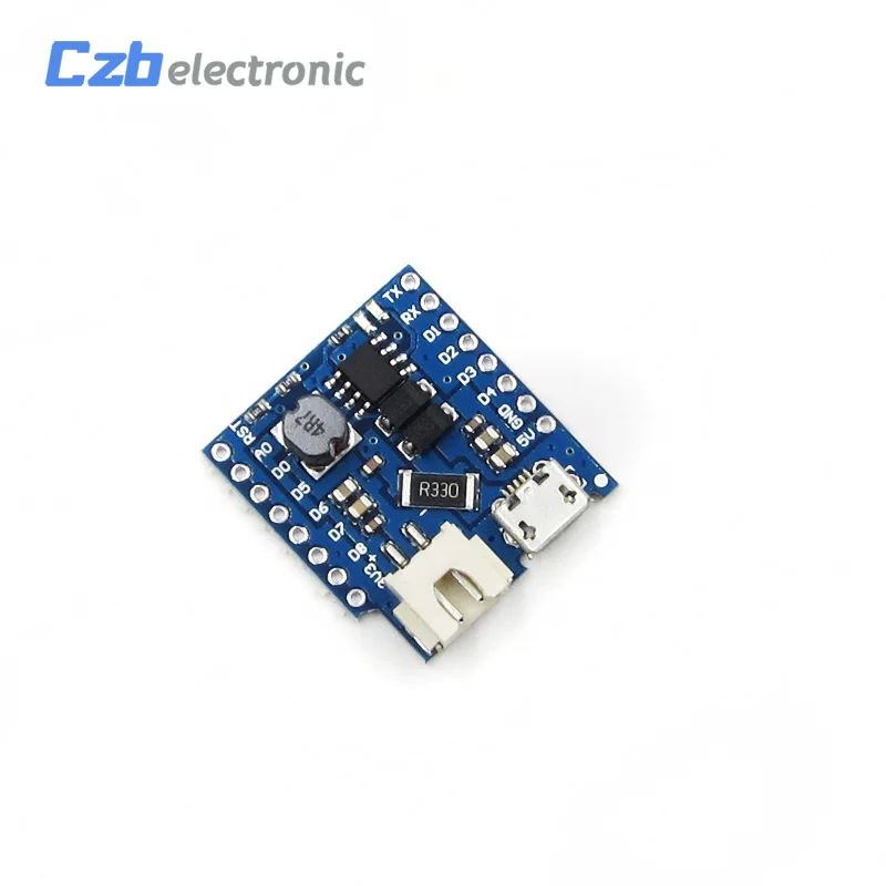 HX12A024 Free Shipping Battery Shield For Wemos D1 Mini USB Single Lithium Battery Charging Boost Module With Pins LED Indicator 5V DC (4)