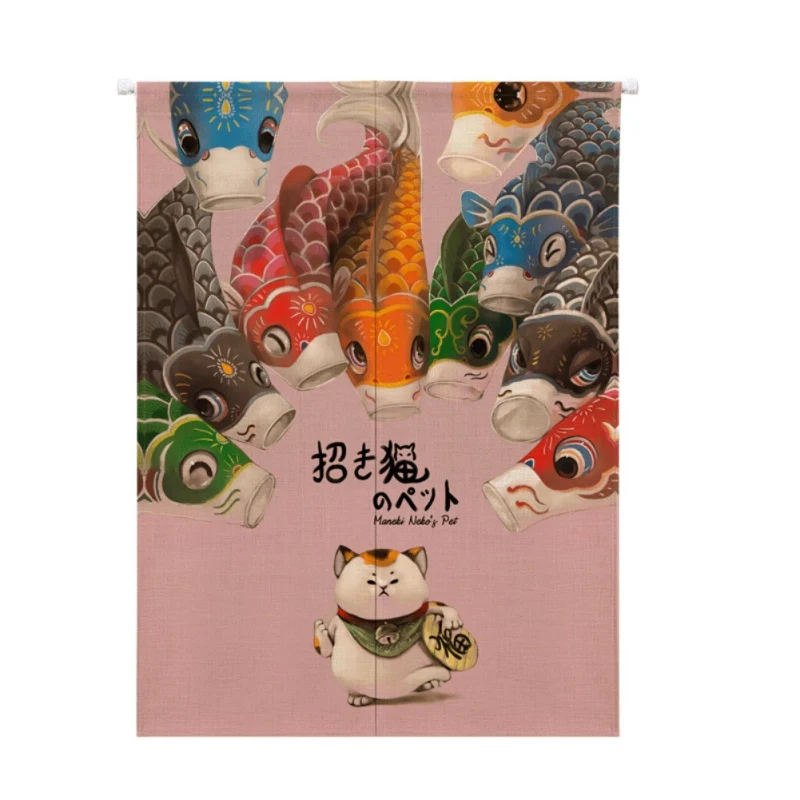 Для украшения дома мультфильм животных печатных девиз Лен японский стиль Норен дверная занавеска висячий гобелен