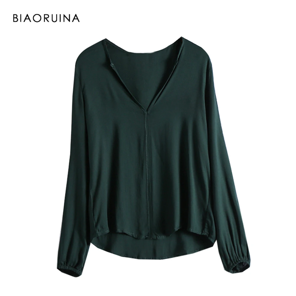 BIAORUINA المرأة الصيف الخامس الرقبة الصلبة مستقيم تي شيرت طويلة الأكمام الإناث الأساسية كل مباراة قمم السيدات أنيقة المحملات الصيف قمم BIAORUINA المرأة الصيف الخامس الرقبة الصلبة مستقيم تي شيرت طويلة الأكمام الإناث الأساسية كل مباراة قمم السيدات أنيقة المحملات الصيف قمم