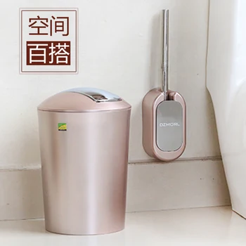 

Toilet covered with trash basket, living room, bedroom kitchen, capped garbage cans