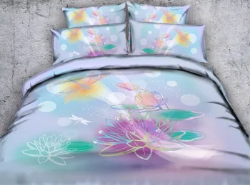 

3d dragonfly printed bed sheet set 4pcs floral bedding twin full queen duvet cover kids home decor animal pattern bedlinen gift