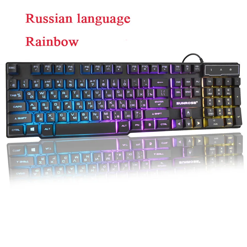 104 ключи Gaming Keyboard K201 USB клавиатура с светодио дный подсветкой английский/Русская клавиатура наклейки Механическая Feel для геймеров - Цвет: Красный