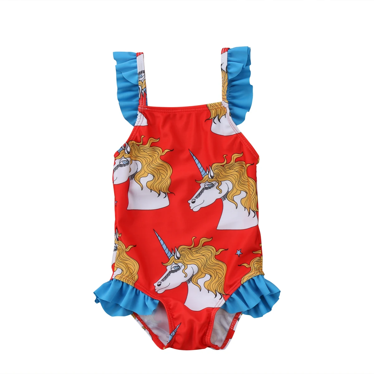 

Infant Girls Tankini Bikini Cute Ruffle Unicorn Lace Braces Swimsuit Swimwear Beachwear Suit