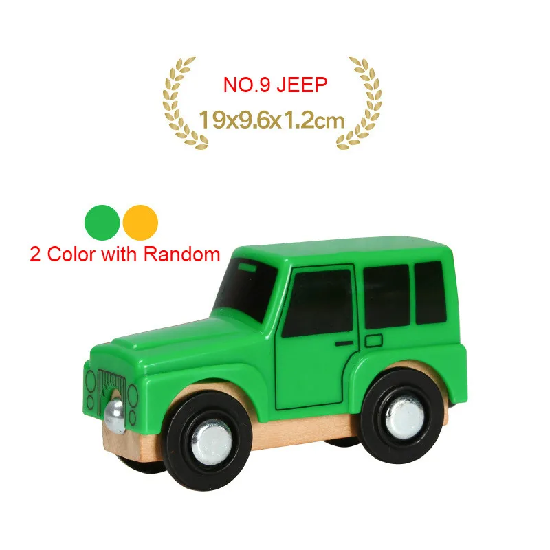 NO.9 JEEP Деревянный магнитный Поезд Самолет деревянная железная дорога вертолет автомобиль грузовик аксессуары игрушка для детей подходит дерево Томас Биро треки подарки-EDWONE - Цвет: NO.9 JEEP