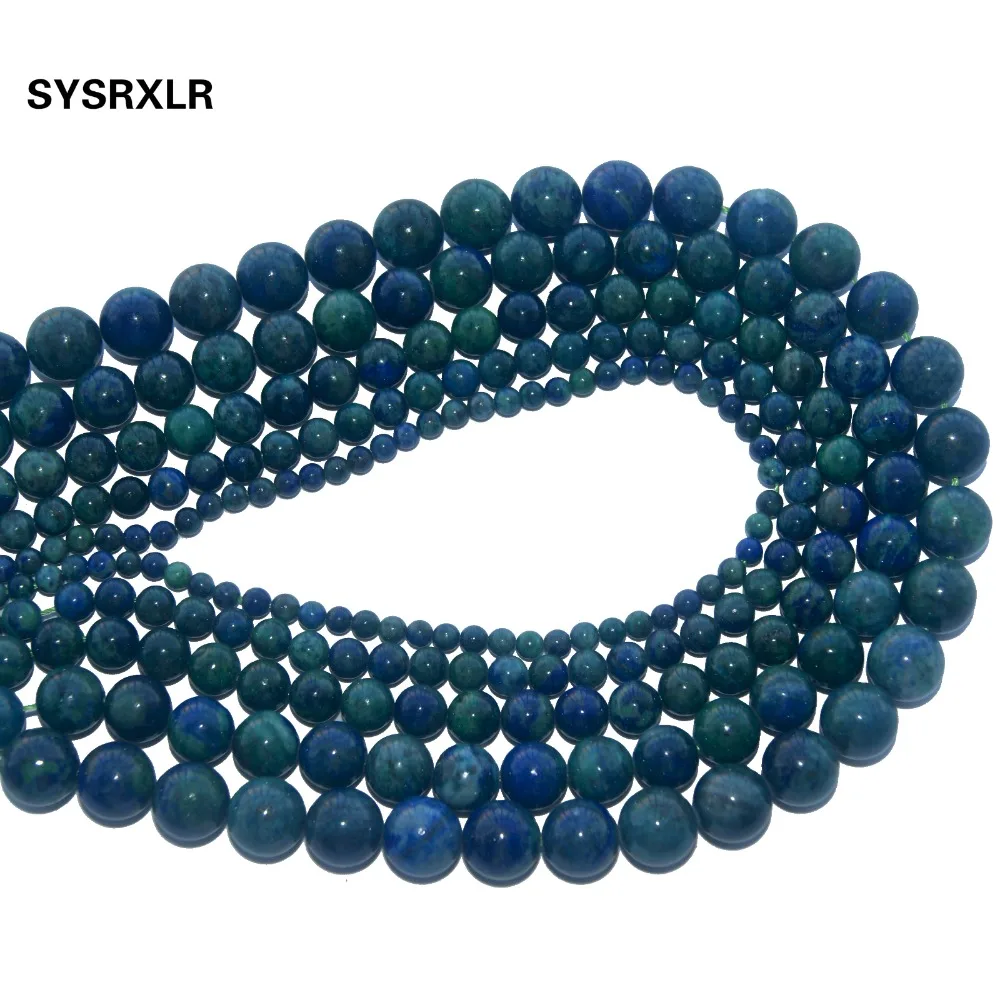Бесплатная доставка Chrysocolla Азурит круглый рыхлый натуральный камень бусины для