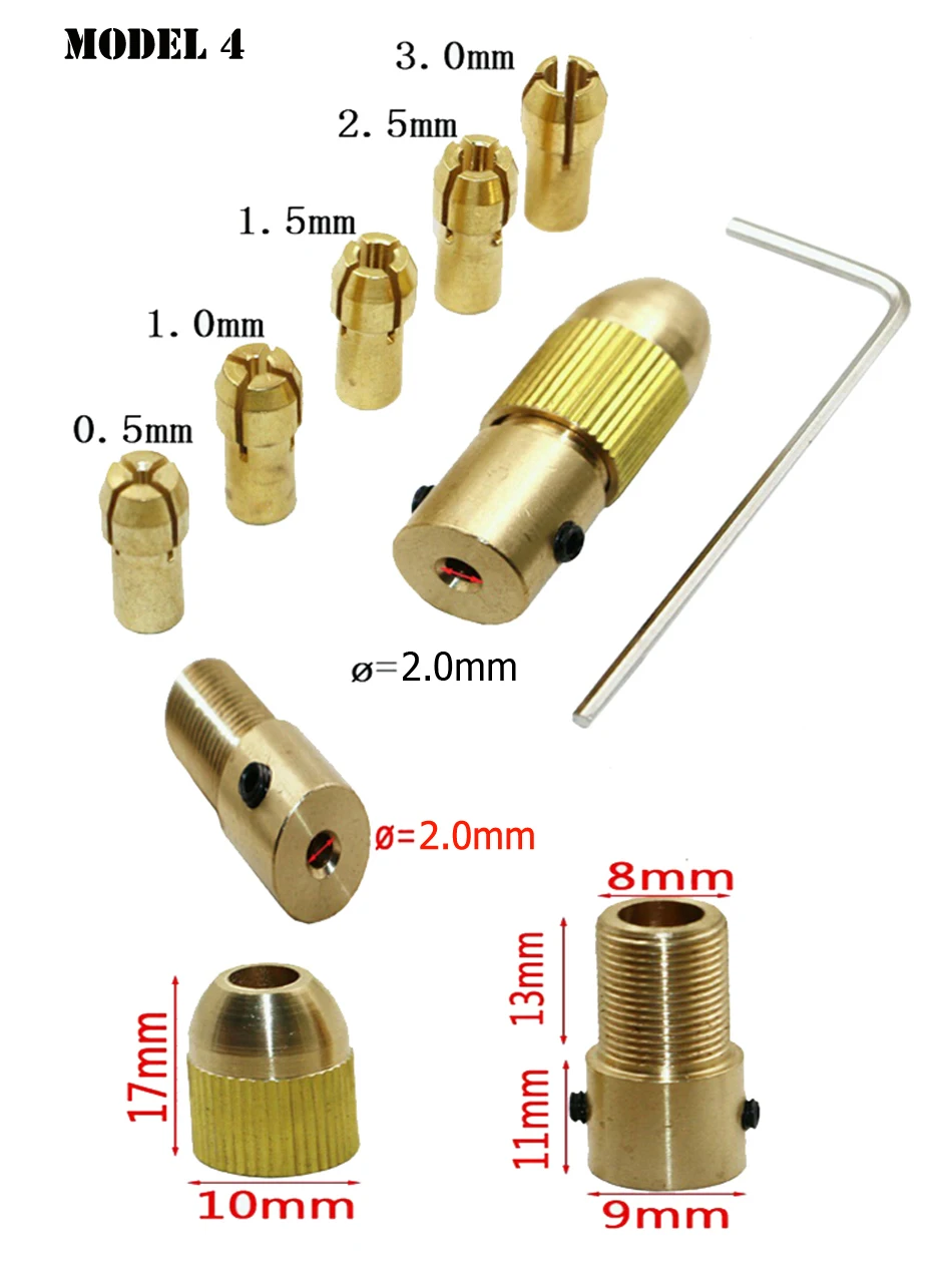 Горячая Распродажа 0,5-3,0 мм мини-сверлильный цанговый набор микро-спиральный электронный сверлильный патрон Dremel без ключа адаптер с 1 гаечным ключом