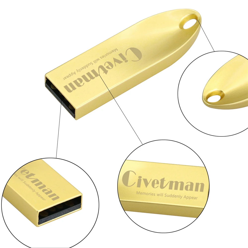 Civetman USB флэш-накопитель 128 ГБ Металл Мини внешних накопителей USB2.0 накопитель 64 ГБ флешки 16 ГБ памяти USB stick 32 ГБ Flash Drive