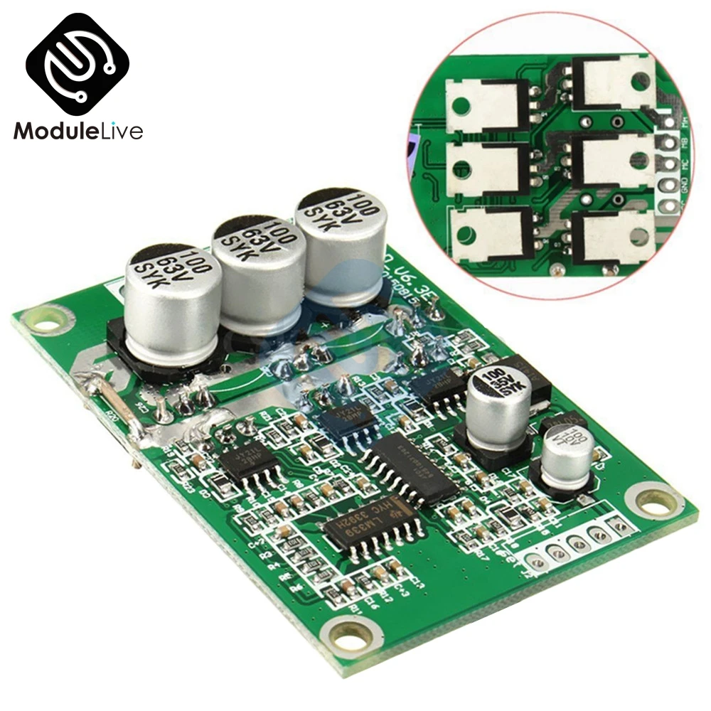 DC 12V-36V 500W PWM Brushless Motor Controller Hall Motor Balancing Automotive Balanced BLDC Car Driver Control Board Module