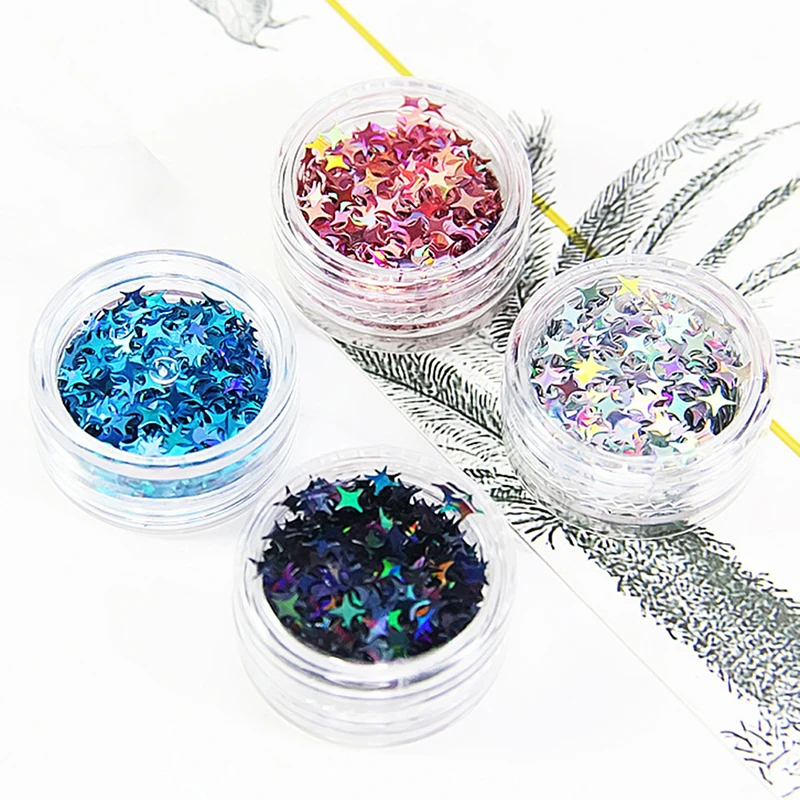 

Diy Crystal Slime Supplies Ultra-thin Slices Four Star Glitter Nails Art Tips Box Accessories Decoration Toys For Kids