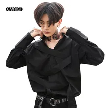 Мужские повседневные рубашки с длинным рукавом, высокая уличная мода, мужские черные рубашки в стиле панк, хип-хоп, сценическая одежда