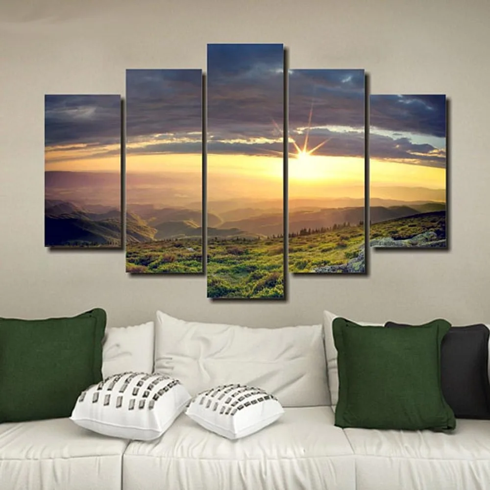 Sunrise Valley Canvas Set Wall Art Mountain Wall Print Sunrise Home