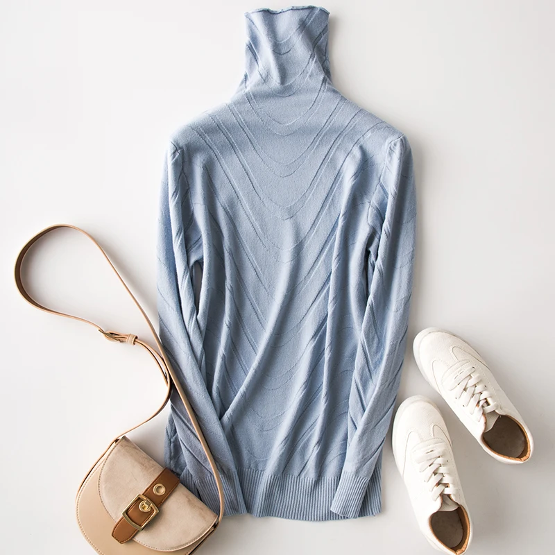 Tangada, высокое качество, водолазка, свитер для женщин,, осень, зима, Толстый Пуловер, однотонный, вязанный джемпер, свитер с воротником, AQJ06 - Цвет: 1906- light blue