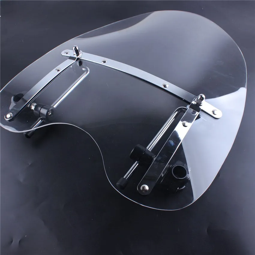 

7/8"&1" Windshield Windscreen Universally Clear fit YAMAHA CRUISERS HONDA KAWASAKI SUZUKI Clear Motorcycle