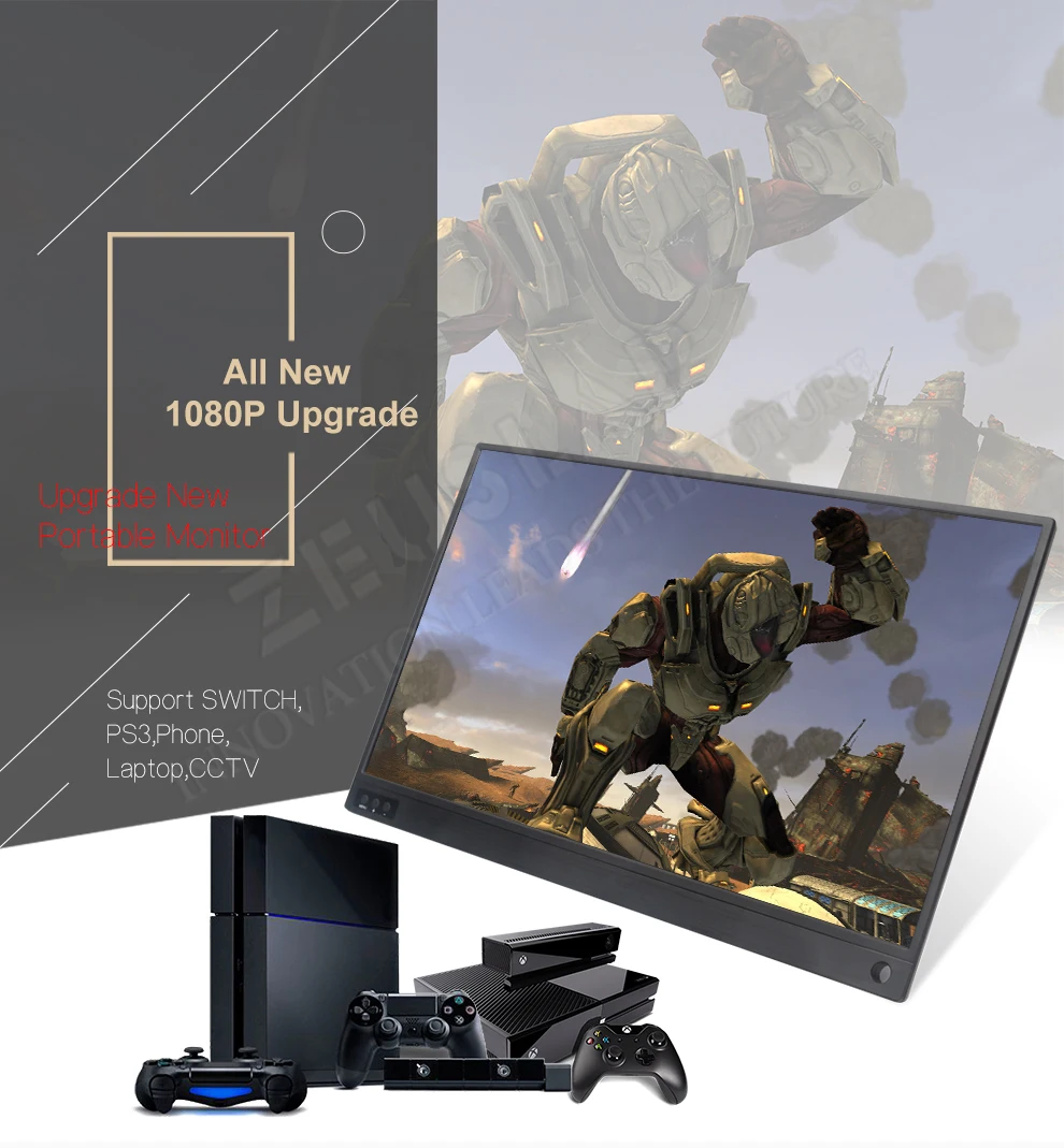 15,6 дюймов портативный монитор 1920x1080 HD ips дисплей компьютер СВЕТОДИОДНЫЙ монитор с кожаный чехол для PS4/Xbox/телефона
