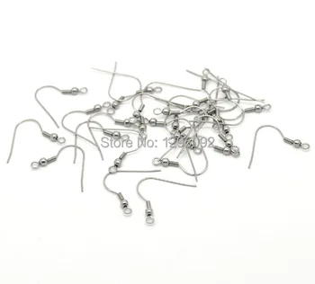

400Pcs Silver Tone Stainless Steel Earrings Wire Hooks With Spring & Ball Jewelry Making Findings Charms Wholesales 23x22mm