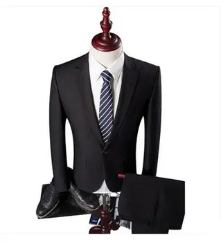 

Top Design One Button Black Groom Tuxedos (Jacket+Pants+Bowtie) Wedding Suits for Men Groomsman Suits Formal Business Suits