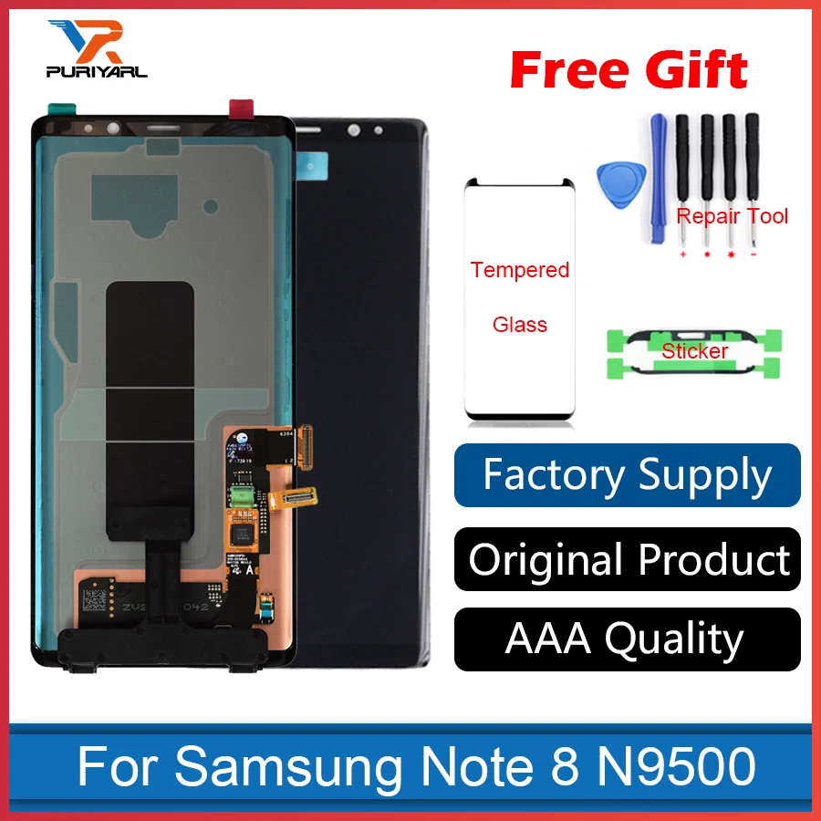 

Original Super AMOLED For Samsung Galaxy Note 8 Pro N9500 N9500F N900DS N900D LCD Screen Display Touch Digitizer Replacement