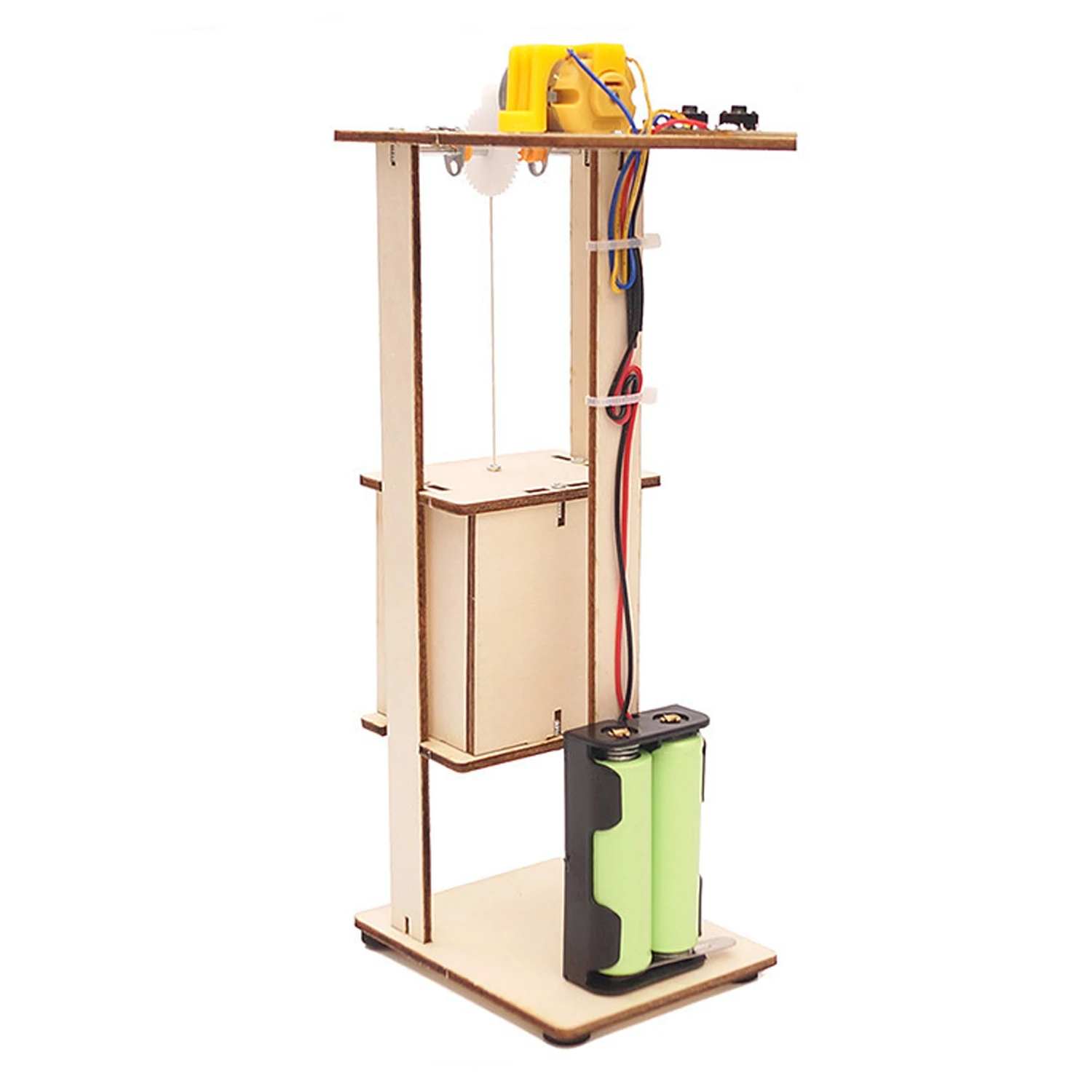  Kids Wooden DIY Assemble Simulate Electric Elevator Lift Model Kit Creative Science Physics Experim - 33049191489