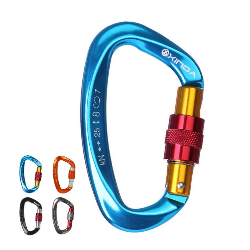 

25KN Professional Carabiner Climbing buckle D Shape Security Safety Master Lock Outdoor Rock Climbing Buckle Equipment GMT601