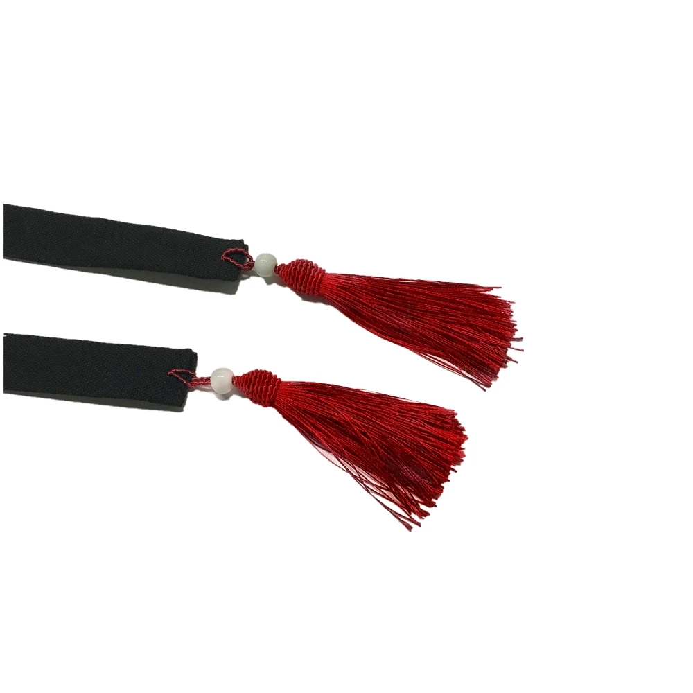 Elegant Red Cotton-Linen Tassel Waist Belt with Cummerbund