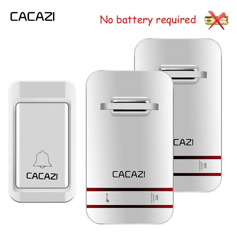 Goede CACAZI Waterdichte Draadloze Deurbel Self Powered LED Licht Geen Batterij Thuis Draadloze Bel EU Plug 38 Ring 1 Knop 1 2 3 ontvanger