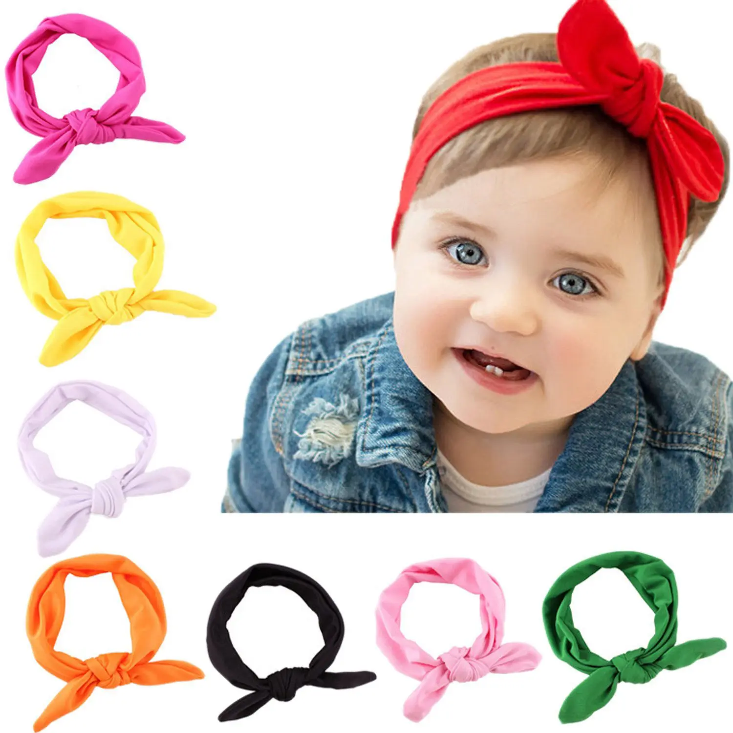 Newborn Headband Boys Girls Baby Ribbon Elastic Turban Toddler Kids 1pcs Bow Hair Band