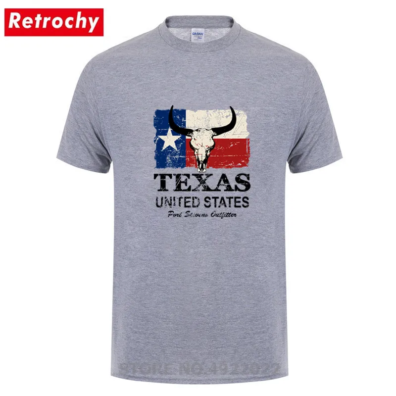 USA Ameran Texas Bull Flag Tshirt 2019 Short Sleeves Cotton Tee Shirts For Mens Not Easily Defomed T-Shirt Cryptocurrency Binary