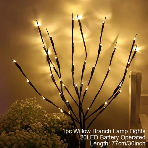 FENGRISE Willow Branch лампа светодио дный 20 светодиодные полосы теплый белый декоративные светодио дный светодиодные Рождественские огни украшения для дома год - Цвет: LED branch lamp