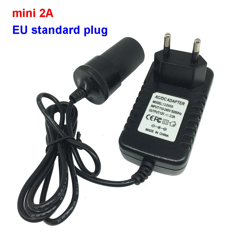 

mini 2A EU standard plug 110/220V AC to DC 12V 24W Car cigarette lighter Switch Power Supply Charger Transformer Adapter Socket