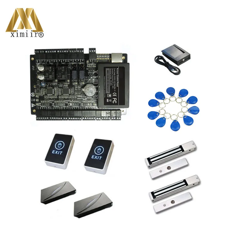 

Biometric two doors controller C3-200 access control board with free software card reader switch EM lock card register ID card