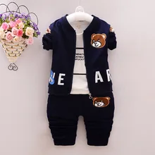 0-5 Age Spring Autumn 2016 New Brand Fashion 3pc Coat +Tshirt+Pants 4 Colors Kids Clothing For Boys And Girls Casual Clothes Set