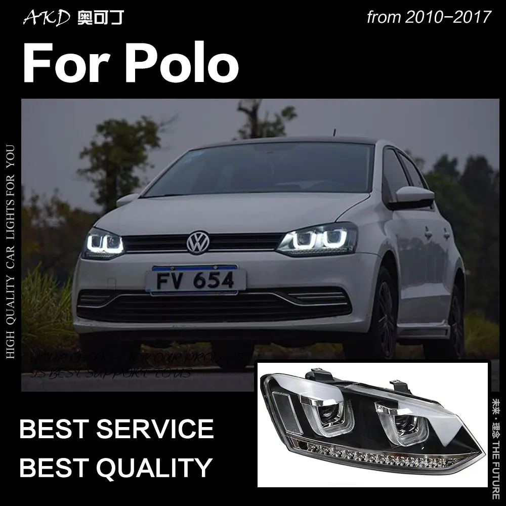 AKD автомобильный Стайлинг для VW Polo фары 2010- Polo светодиодный налобный фонарь светодиодный DRL Hid головной фонарь Ангел глаз биксеноновый луч аксессуары