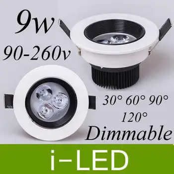 

white shell 9w led ceiling lights dimmable 3*3w led down light spot lamp lighting 650lm 90-260v 60angle UL CE SAA + Driver