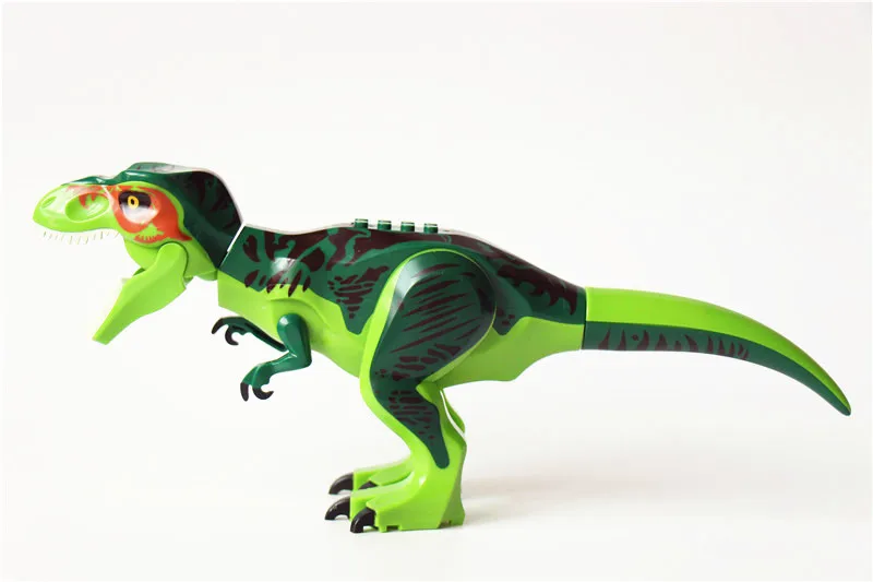 16 шт. белый медведь карнотелец трицератоп динозавр Т-Рекс строительные блоки кирпичи подарок для детей Детские игрушки обучающая модель - Цвет: 16pcs Green T-rex