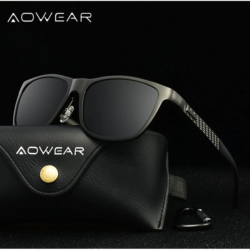 AOWEAR роскошные квадратные поляризованные солнцезащитные очки для мужчин, высокое качество, алюминиевые ретро очки, антибликовые очки для вождения, солнцезащитные очки, Lunette