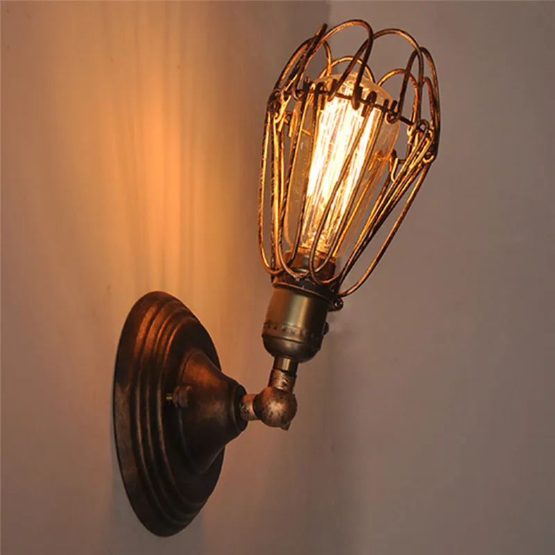 Vintage American Loft Industrial Wall Lamps Vintage Bedside Wall Light Metal 10cm Lampshade E27 Edison Bulbs