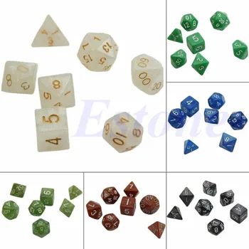 

Hot 7pcs/Set Sided Die D4 D6 D8 D10 D12 D20 For D&D RPG Poly Dice Game Chess