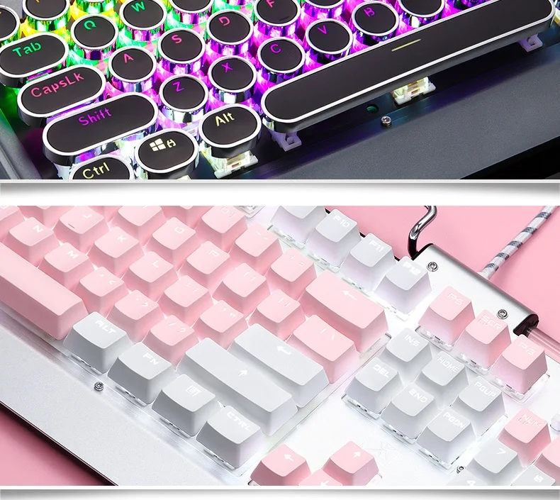 Технология Apedra X10 Ретро Круглый Светильник пишущая машинка Трансмиссия Keycap Проводная Механическая игровая клавиатура несколько светильник эффекты