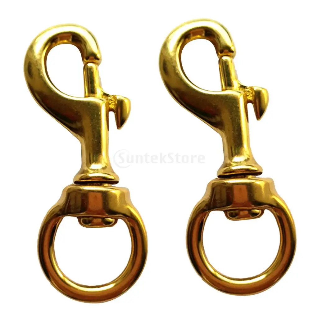 2 Pieces Solid Brass Single End Round Eye Ring Trigger Swivel Snap Clasp Hook Clip Choose Sizes