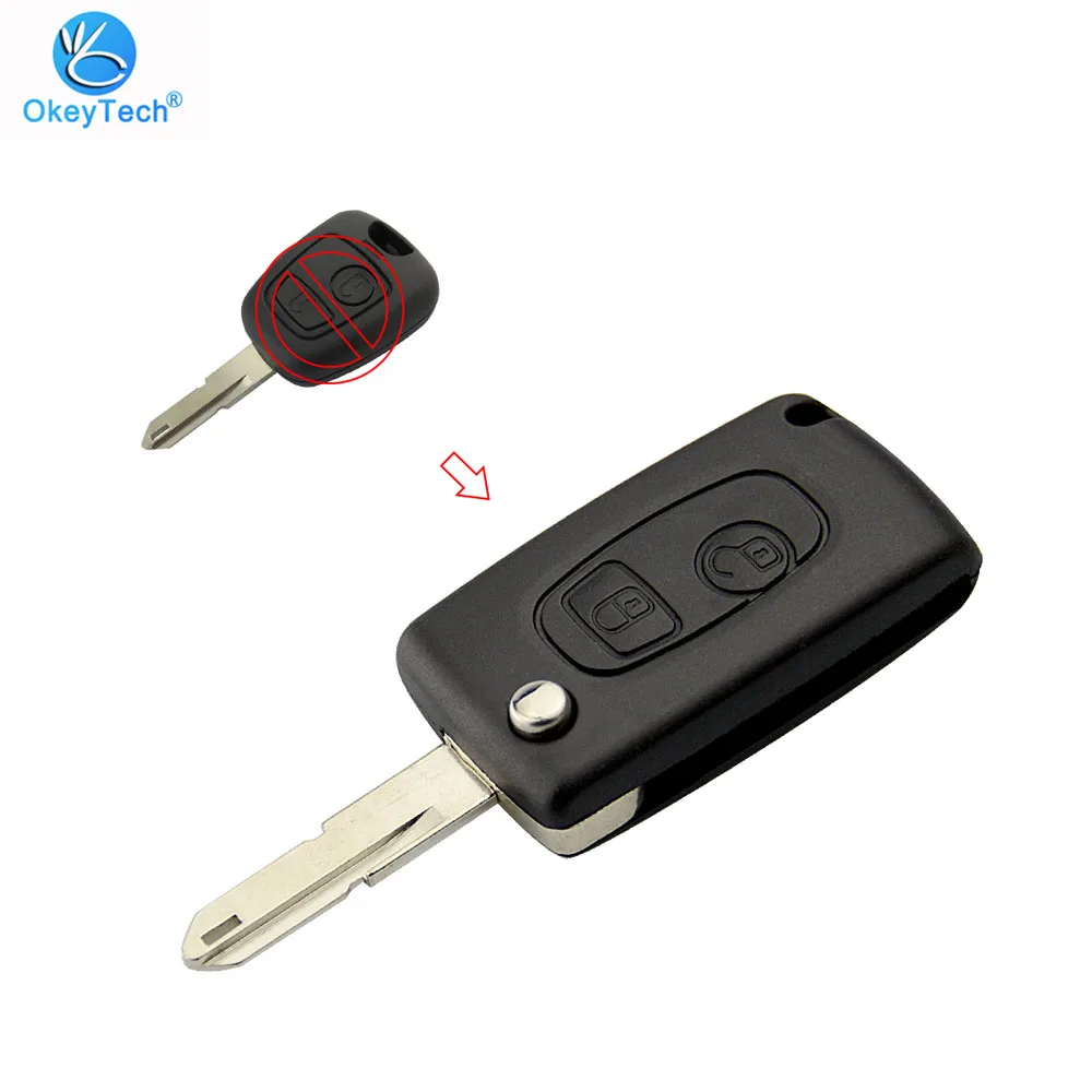 OkeyTech для Peugeot 206 306 406 лезвие Citroen C2 C3 Xsara Picasso модифицированный чехол ключей 2 кнопки