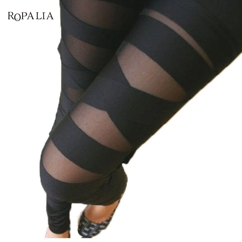 

2017 Summer Fashion Leggings Mesh Womens Leggins Sexy Halloween Gothic Legging Slim Black Punk Rock Elastic Bandage Femme Pants