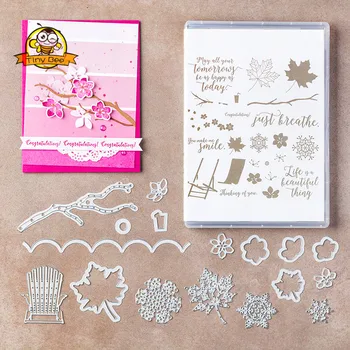 

New Des For 2019 Flower Tree Die Clear Stamp and Dies for Scrapbooking CardAlbum Making Metal Cutting Dies and Stamps Set