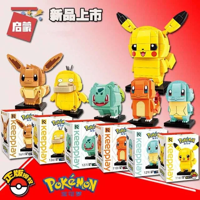 

2019 Newest 6 Styles Kawaii Anime Cartoon Pikachu brickheadz Plastic Cube Building Blocks Bricks Educational legoING Toys Game