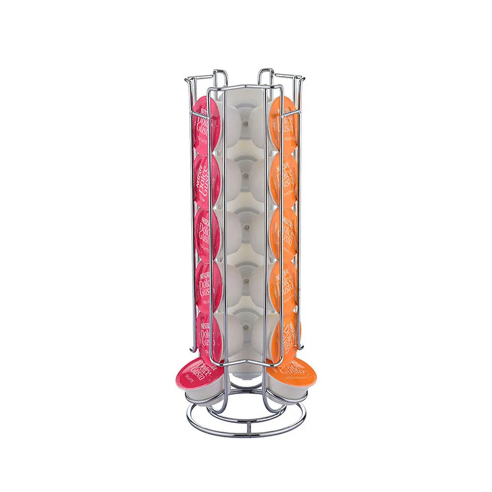 Коробка для хранения 18/24/30/32 combinacapsule капсулы Кофе Pod подставка держатель Кухня стол на металлической вращающаяся полка дисплея металлический стеллаж для выставки товаров HR1005 - Цвет: 18 Dolce Gusto Rack