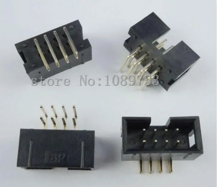 

50 pcs 8 Pins 2x4 Box Header Connector IDC Male Sockets Right Angle 2.54mm