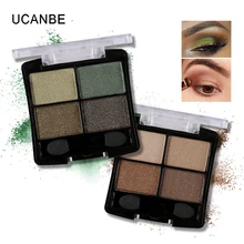 Fashion 4 colors glitter eyeshadow naked palette natural brand cosmetic makeup smokey make up shining eye shadow with brush set