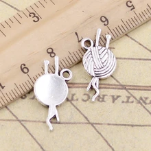 20 pçs encantos fio bola malha crochê 26x12mm tibetano prata cor pingentes antigo jóias fazendo diy artesanal artesanato