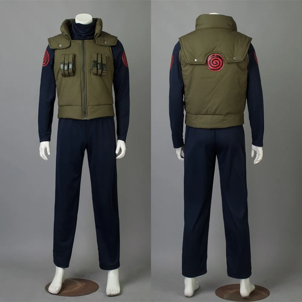 Anime Naruto Cosplay Hatake Kakashi cosplay costume Clothes +gloves+hedband+wig+boots+bags+weapon+mask custom made size